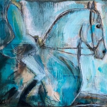 Painting titled "The blue rider" by Marion Witschel, Original Artwork, Acrylic