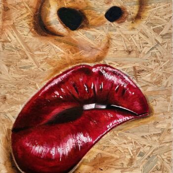 Painting titled "TENTATION" by Marion Bonet, Original Artwork, Oil Mounted on Wood Panel