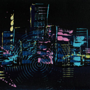 Painting titled "light-city-60x20.jpg" by Marion Capdevila, Original Artwork, Acrylic