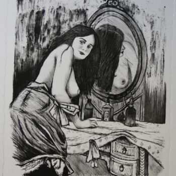 Femme au miroir - d'après une photographie de Jean Agélou