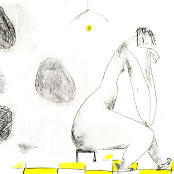 Gravures & estampes intitulée "tourner le dos aux…" par Marion Durand-Gasselin, Œuvre d'art originale, Fusain