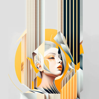 Arts numériques intitulée "Femme Origami" par Marion Hillion, Œuvre d'art originale, Peinture numérique