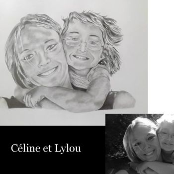 Dessin intitulée "Céline et Lylou" par M'Art'Ion, Œuvre d'art originale