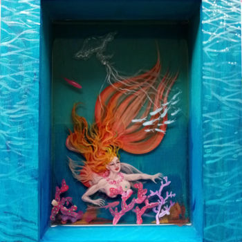 Peinture intitulée "131-Sirène 3D.6" par Marion Moreau, Œuvre d'art originale, Acrylique