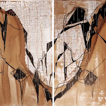 Schilderij getiteld "Passage - Arêtes 21…" door Marion Poix, Origineel Kunstwerk, Acryl Gemonteerd op Frame voor houten bran…