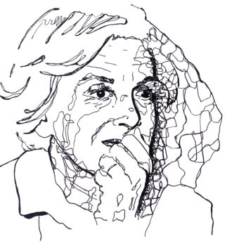 Tekening getiteld "Portrait Andrée Che…" door Marion Poix, Origineel Kunstwerk, Inkt Gemonteerd op Karton
