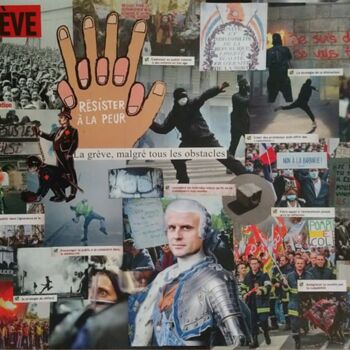 Collages titled "La grève" by Marion Revoyre, Original Artwork, Collages