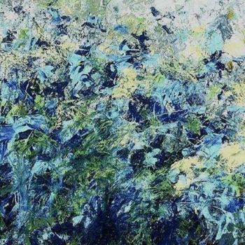 Painting titled "blauw landschap" by Marion Baars, Original Artwork