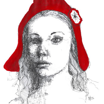Drawing titled ""Marianne" Feutre p…" by Marion Brocarel, Original Artwork, Marker