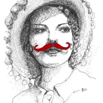 Dessin intitulée "Moustache" Feutre p…" par Marion Brocarel, Œuvre d'art originale, Marqueur