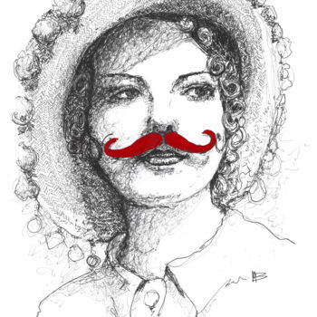 Рисунок под названием "Moustache" Feutre p…" - Marion Brocarel, Подлинное произведение искусства, Маркер