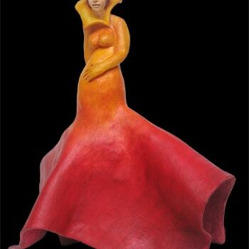 Скульптура под названием "Femme rouge" - Marion De La Fontaine, Подлинное произведение искусства