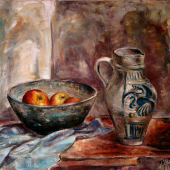 Painting titled "Still life with vas…" by Michelangelo Verso, Original Artwork, Oil