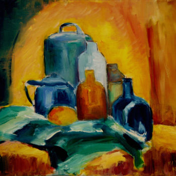 绘画 标题为“Jars and bottles” 由Michelangelo Verso, 原创艺术品, 油