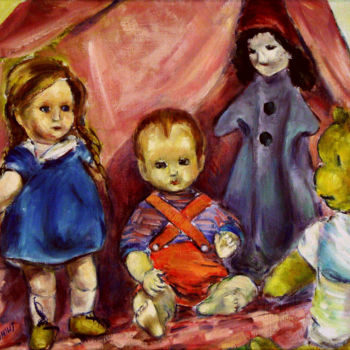 Painting titled "Dolls" by Michelangelo Verso, Original Artwork, Oil