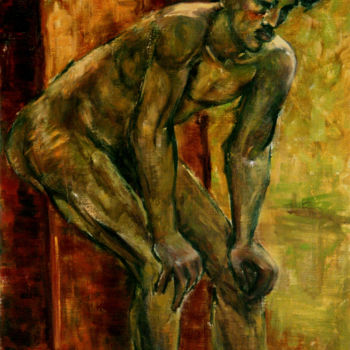 Peinture intitulée "Male nude model" par Michelangelo Verso, Œuvre d'art originale, Huile