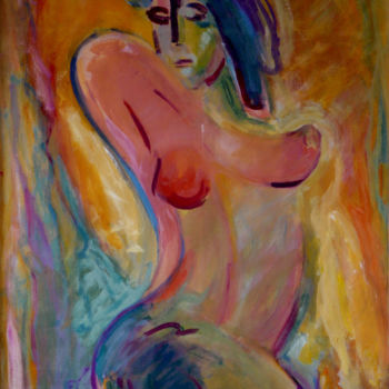 Painting titled "Female nude (fantas…" by Michelangelo Verso, Original Artwork, Gouache