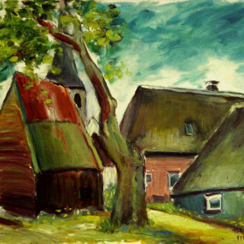 Painting titled "Little farmhouses i…" by Michelangelo Verso, Original Artwork, Oil