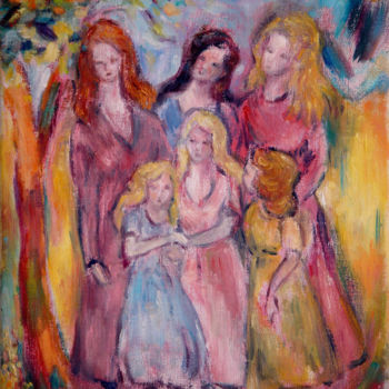 Peinture intitulée "Three women with th…" par Michelangelo Verso, Œuvre d'art originale, Huile