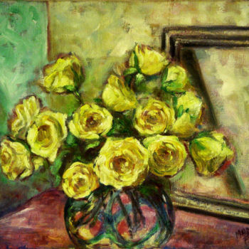 Painting titled "Bouquet of yellow r…" by Michelangelo Verso, Original Artwork, Oil