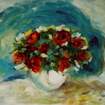 Painting titled "Bouquet of fresh fl…" by Michelangelo Verso, Original Artwork, Oil