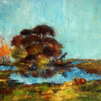 제목이 "Fantasy lake"인 미술작품 Michelangelo Verso로, 원작, 기름