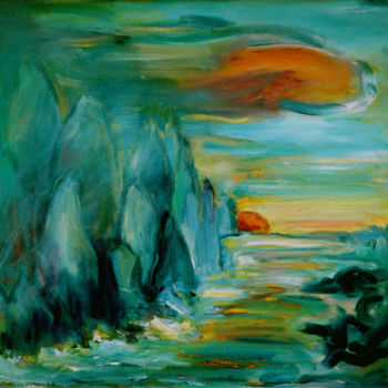 Картина под названием "Cliffs on the coast…" - Michelangelo Verso, Подлинное произведение искусства, Масло