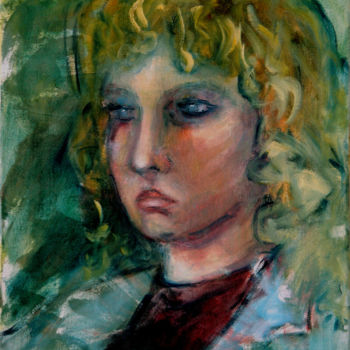 「A young girl's face」というタイトルの絵画 Michelangelo Versoによって, オリジナルのアートワーク, オイル