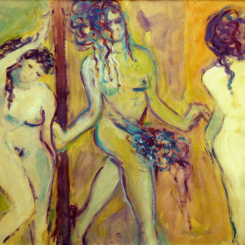 "Three young nude gi…" başlıklı Tablo Michelangelo Verso tarafından, Orijinal sanat, Guaş boya