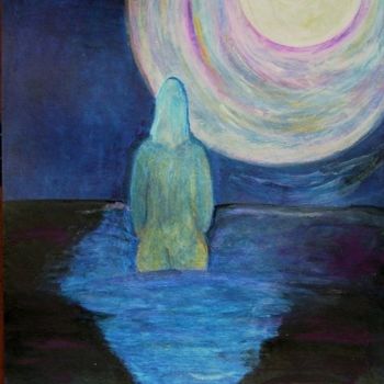 Pittura intitolato "Chiaro di luna" da Maria Riccio, Opera d'arte originale, Olio