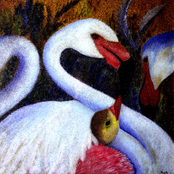 Pittura intitolato "Cigno" da Marisa Basile, Opera d'arte originale, Olio