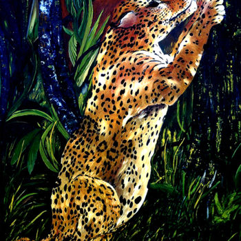 Pittura intitolato "Leopardo" da Marisa Basile, Opera d'arte originale, Olio