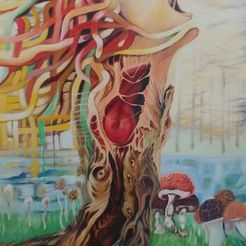 Malarstwo zatytułowany „Nascita” autorstwa Marisa Retta, Oryginalna praca, Olej Zamontowany na Panel drewniany