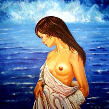 Pittura intitolato "La bella y el mar" da Marisa Espinosa García, Opera d'arte originale