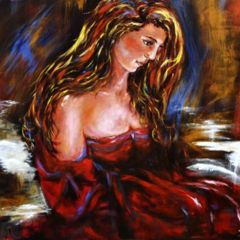 Картина под названием "La dama de rojo" - Marisa Espinosa García, Подлинное произведение искусства