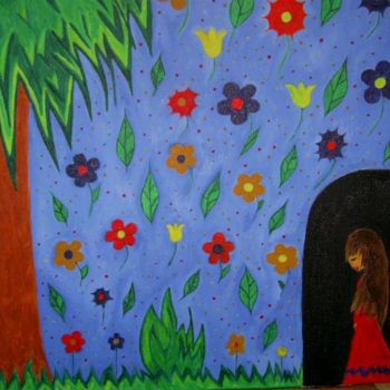 Malerei mit dem Titel "Tristeza niña" von Marisol Pita, Original-Kunstwerk, Öl