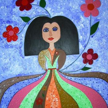 Pintura intitulada "Menina" por Marisol Pita, Obras de arte originais, Óleo