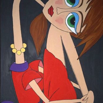 Pintura intitulada "Vestido Vermelho" por Marisol Sá, Obras de arte originais