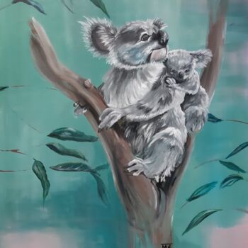 Malerei mit dem Titel "Koalas" von Marit Symalla, Original-Kunstwerk, Acryl Auf Keilrahmen aus Holz montiert