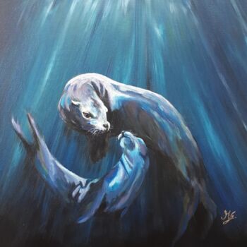 Pintura titulada "Seehunde" por Marit Symalla, Obra de arte original, Acrílico