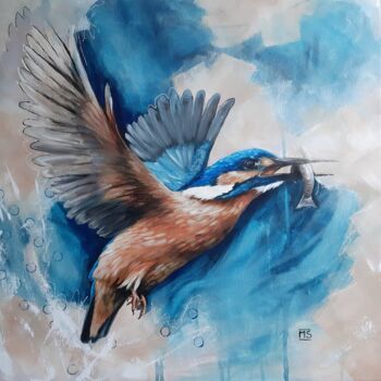 Картина под названием "Eisvogel 1" - Marit Symalla, Подлинное произведение искусства, Акрил Установлен на Деревянная рама дл…