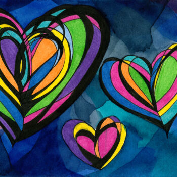 Painting titled "So much love" by Marita Aguilar, Original Artwork, Watercolor