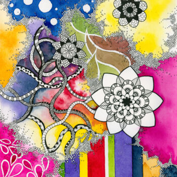 Painting titled "Colors and shapes m…" by Marita Aguilar, Original Artwork, Watercolor