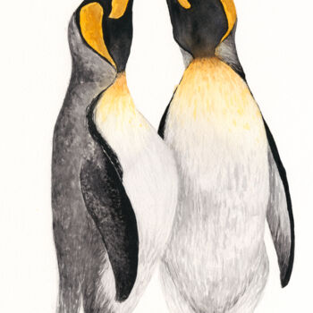 Pittura intitolato "Pinguins" da Marita Aguilar, Opera d'arte originale, Acquarello