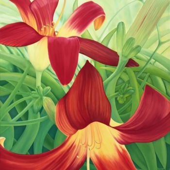 Painting titled "Flower 7" by Marita Jane, Original Artwork, Oil