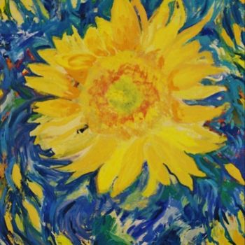 Painting titled "Sunflower" by Prema (Risto), Original Artwork, Oil