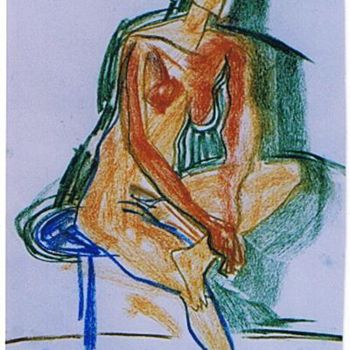 Drawing titled "The blue chair" by Prema (Risto), Original Artwork