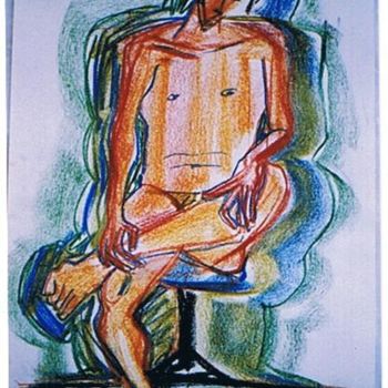 Drawing titled "Actor on the blue c…" by Prema (Risto), Original Artwork