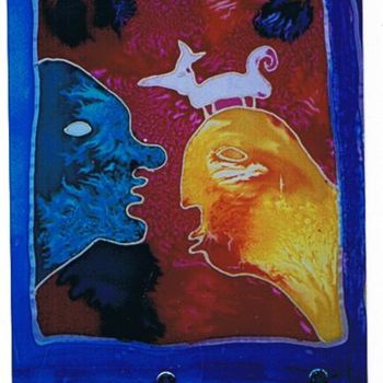 Картина под названием "Sad man and dog wit…" - Prema (Risto), Подлинное произведение искусства