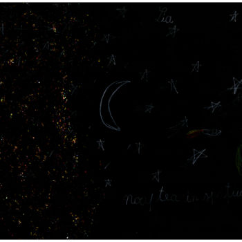 Painting titled "Night in space" by Marian Bogatu, Original Artwork, Pastel
